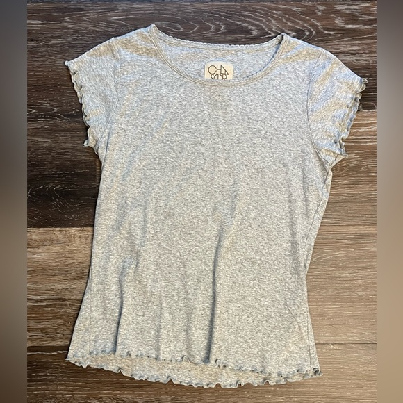 Chaser Tops - Chaser Gray Lettuce Trim Tee